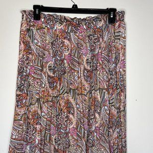 Versona Skirt Floral Paisley Lined Elastic Waist Size XL NWT